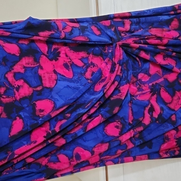 Faux Wrap Waterfall Detail Career Formal Dress Brunch Bridal Shower - Picture 11 of 11